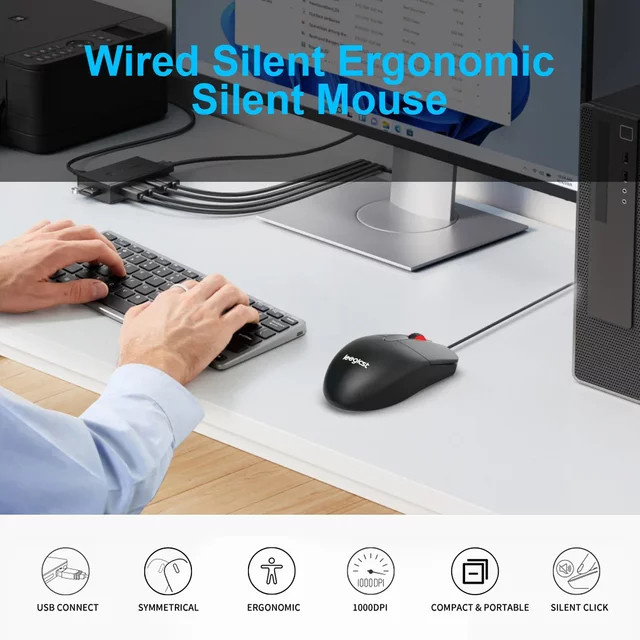 Ergonomische kabelgebundene optische Maus von leegicst in Schwarz für Heim, Büro und Desktop-Computer - Bild 1