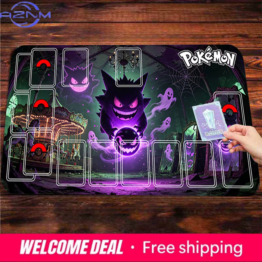 Potdemiel Gaming Mausunterlage Haunted House Purple Ghost Gengar Pokemon TCG Schreibtischunterlage in Lila - Bild 2