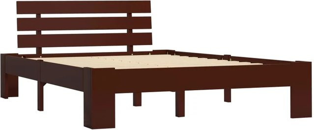 vidaXL Massivholzbett aus Kiefer in Braun, Modernes Bettgestell für Erwachsene, B/T/H: 140 x 200 x 66 cm - Bild 1