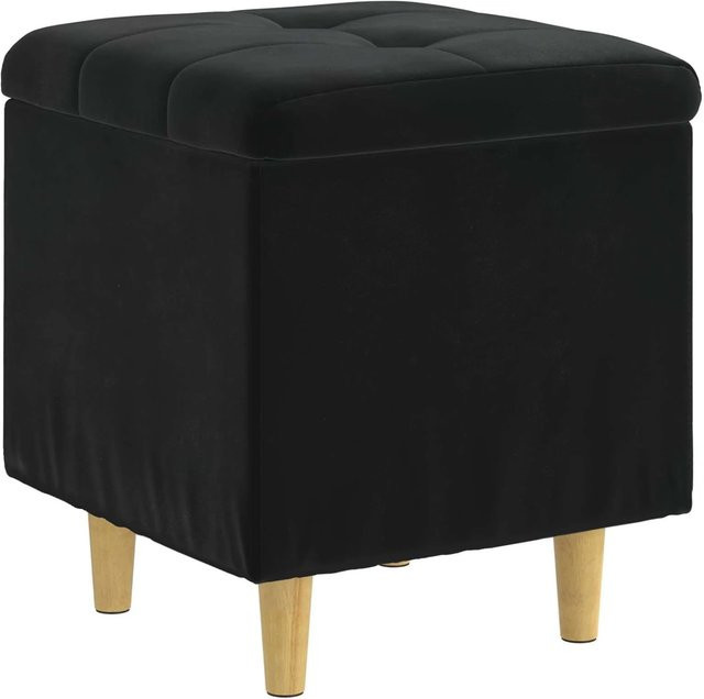 vidaXL Aufbewahrungsottomane aus Samt in Schwarz mit Kissen, B/T/H: 40 x 40 x 45 cm - Bild 1