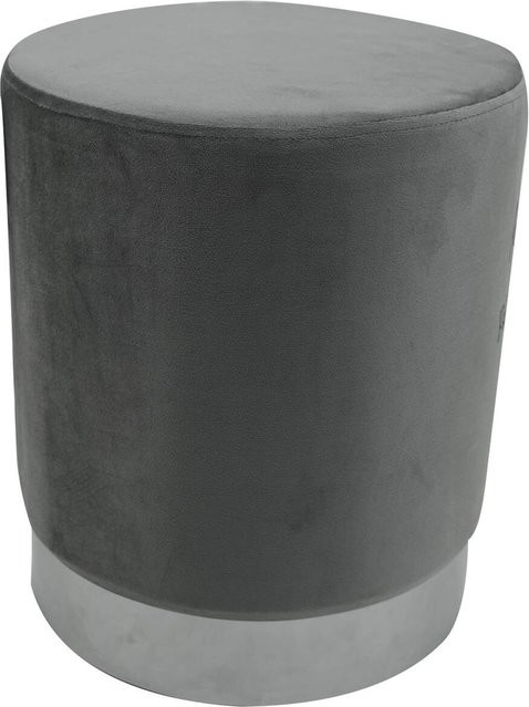 POCOline Sitzhocker aus Samt in Grau mit Metallfuß, Durchmesser: 35 cm, Höhe: 42 cm - Bild 1