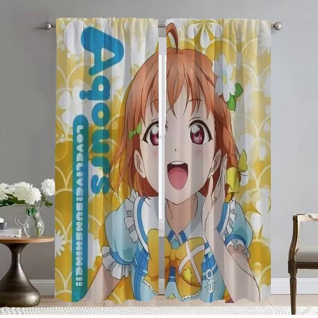2er-Set Halloween Tüll-Vorhänge Chika Kara Kita Otoko mit Grafikdesign, halbtransparent, Mehrfarbig, Breite: 50 cm, Höhe: 70 cm - Bild 1