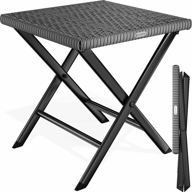 CASARIA Polyrattan Klapphocker Anthrazit wetterfest B/T/H: 43 x 40 x 44 cm - Bild 1