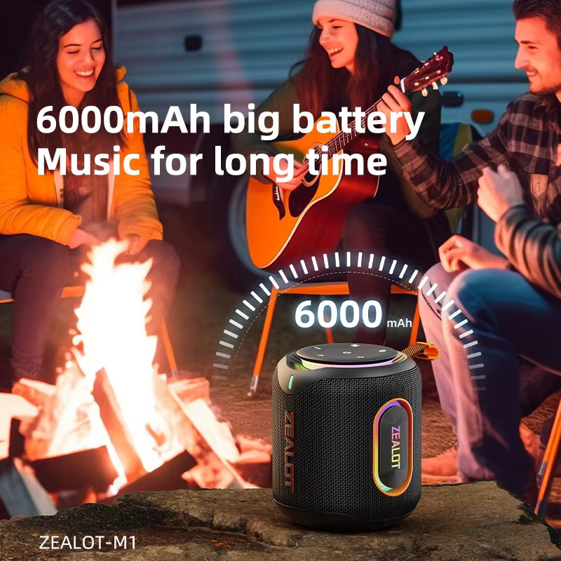 ZEALOT M1 Kabelloser Lautsprecher mit 30 W, RGB-Beleuchtung, IPX6 wasserdicht, 30 Stunden Spielzeit, Schwarz/Multicolor - Bild 5