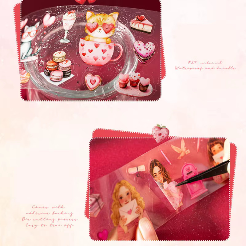 4 Rollen PET-Stanzband in Rot mit Tier- und Herzmotiven für DIY-Bastelarbeiten und Scrapbooking - Bild 4