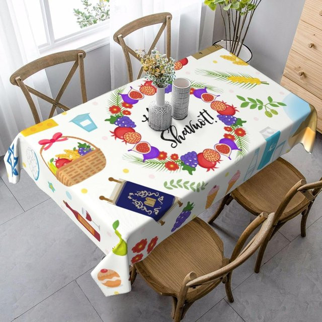 JINGYUE Pet Rechteckige Tischdecke Schawuot Weizen Granatapfel in Weiß, B/L: 100 x 160 cm - Bild 1