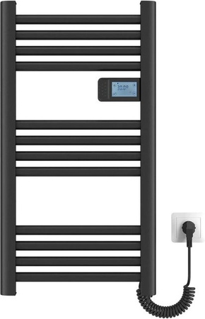 Emke Elektrischer Handtuchwärmer in Schwarz mit Thermostat, LED Display und Temperaturanzeige, B: 75 cm, H: 40 cm