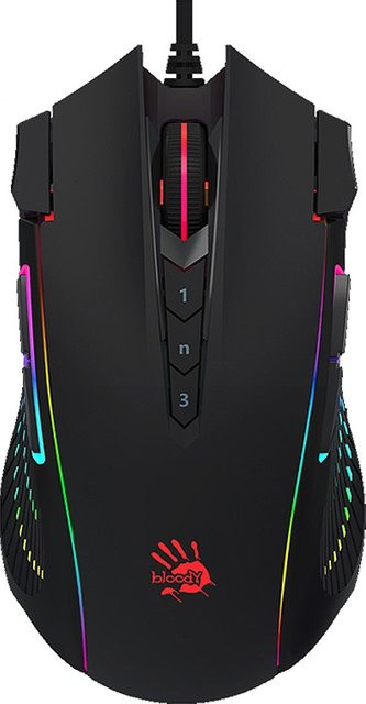 Bloody J90s Gaming-Maus in Schwarz mit BC3332-S Gaming Engine, 8000 CPI und Metal X'Glide Armor Boot - Bild 1