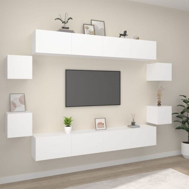 8-teiliges TV-Schrank-Set Vidaxl in Weiß aus Holzwerkstoff im modernen klassischen Design - Bild 1