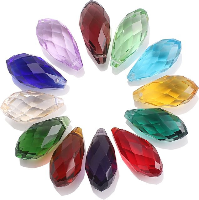 YUANZHIRUN Anhänger, grünes Glas, Kristall, 12 x 25 mm, Unisex - Bild 1