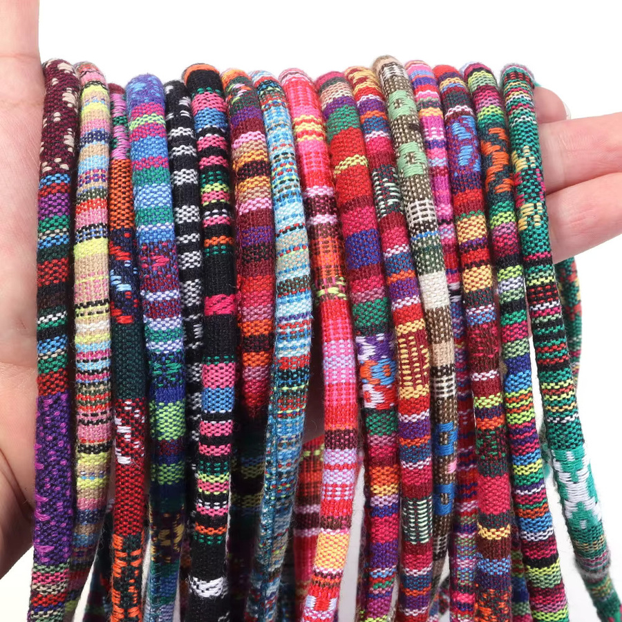 Bunte runde Baumwollschnur im ethnischen Stil für DIY-Handwerk und Kleidung, 5 Yards, Mehrfarbig - Bild 3
