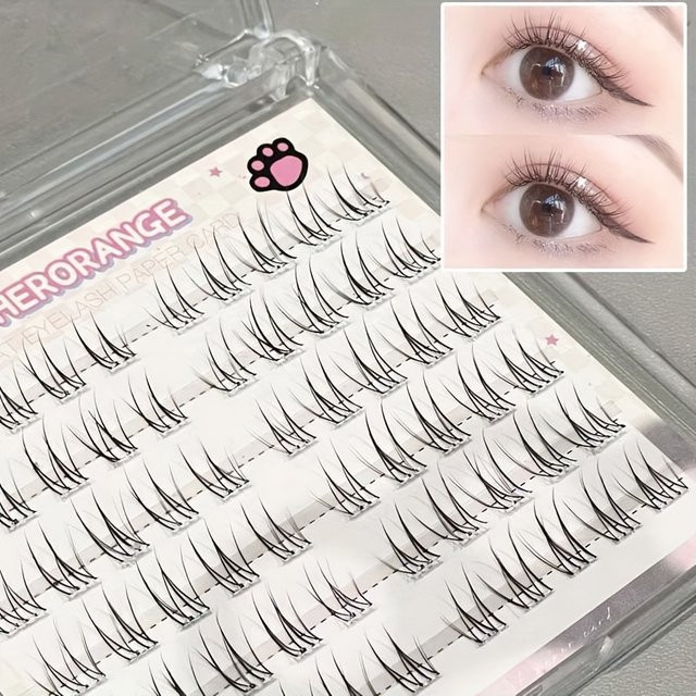 Herorange Falsche Wimpern, 60 Stück, 10-13mm, C-Curl, Unisex - Bild 1