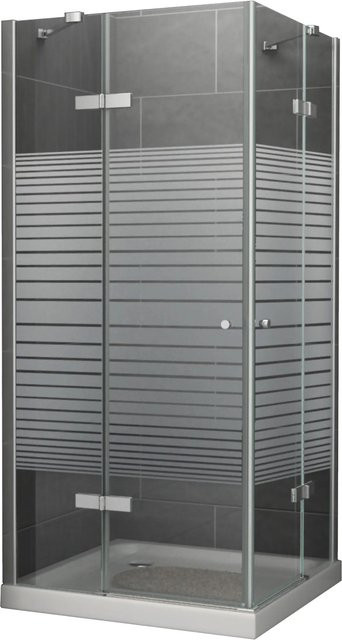 Dein Bau Projekt Duschabtrennung Eckdusche Gestreift Transparent Silber B: 100 cm, T: 100 cm, H: 190 cm - Bild 1