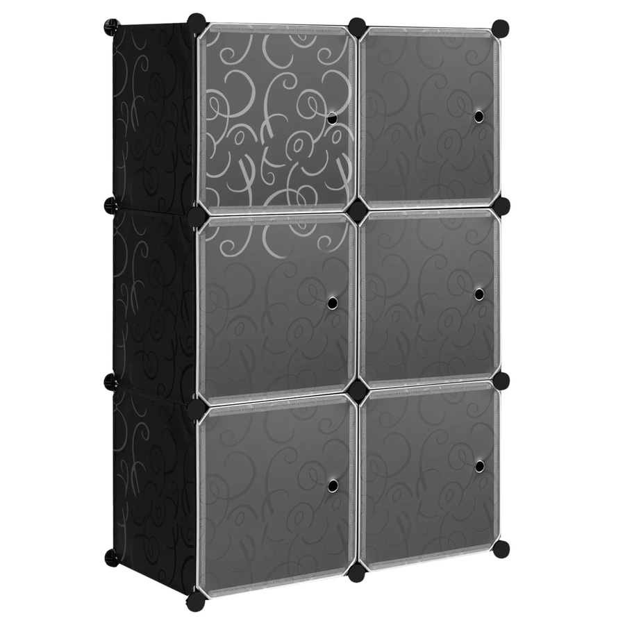WOLTU DIY Schuhschrank aus stapelbaren Plastikboxen mit Türen, 6 Boxen, Schwarz/Grau - Bild 5