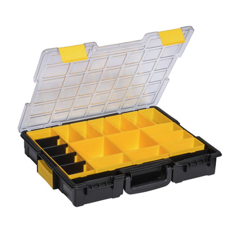 Allit EuroPlus ProK44/19 Sortimentskasten mit 19 Fächern, transparent/schwarz/gelb, B/T/H: 44 x 35,5 x 7,6 cm - Bild 3