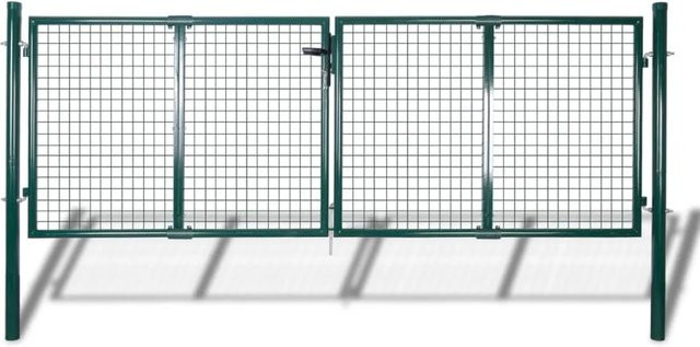 vidaXL Doppel-Zauntor aus verzinktem Stahl in Grün, Breite: 306 cm, Höhe: 100 cm - Bild 1