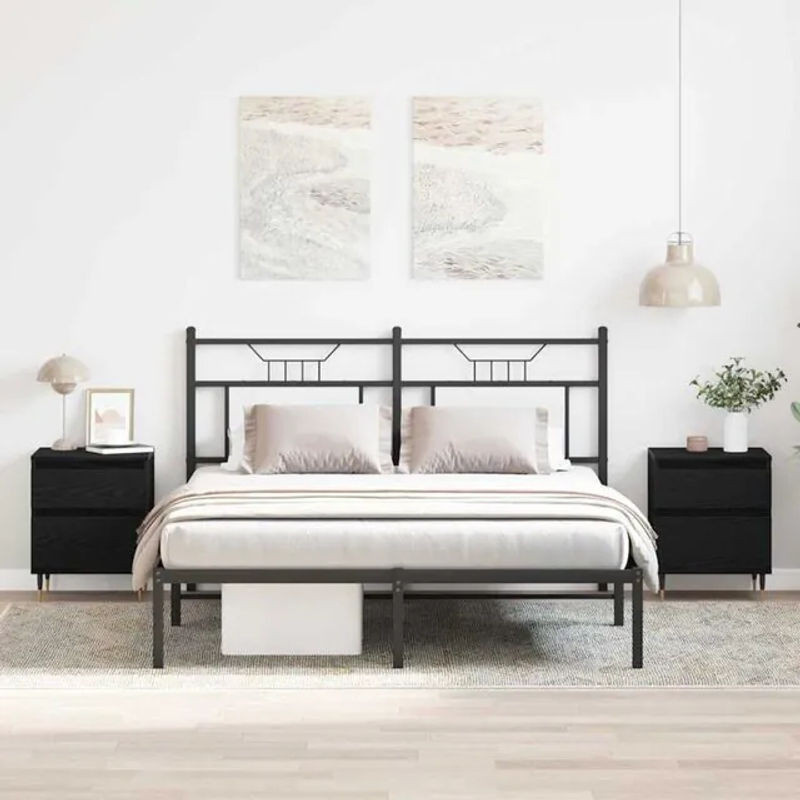 Vidaxl Set aus 2 Nachttischen in Schwarz, Modernes Design aus Holzwerkstoff, B/T/H: 40 x 35 x 50 cm - Bild 1