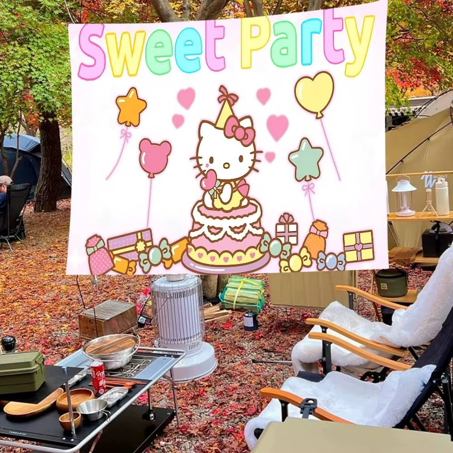 Mesuca Hello Kitty Fotohintergrund als Partydekoration und Requisite für Produktfotografie, Mehrfarbig, B: 70 cm, H: 70 cm, T: 6 cm - Bild 3