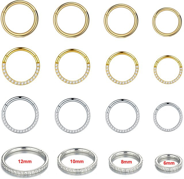 SWANJO Piercing Ring, Edelstahl, Kristall, Unisex, 6-12mm - Bild 1