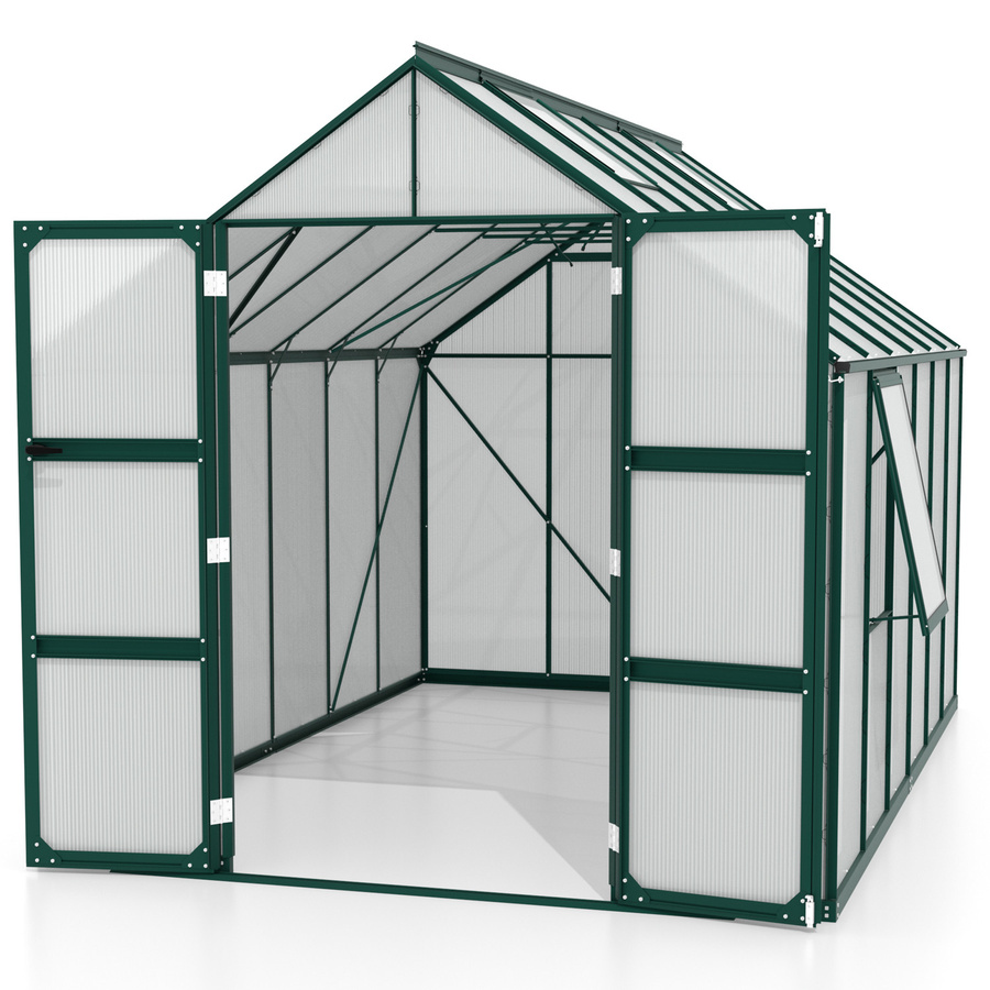 Vitavia Gewächshaus Olymp 9900 in Smaragdgrün mit Polycarbonat-Platten und Fundamentrahmen - Bild 2