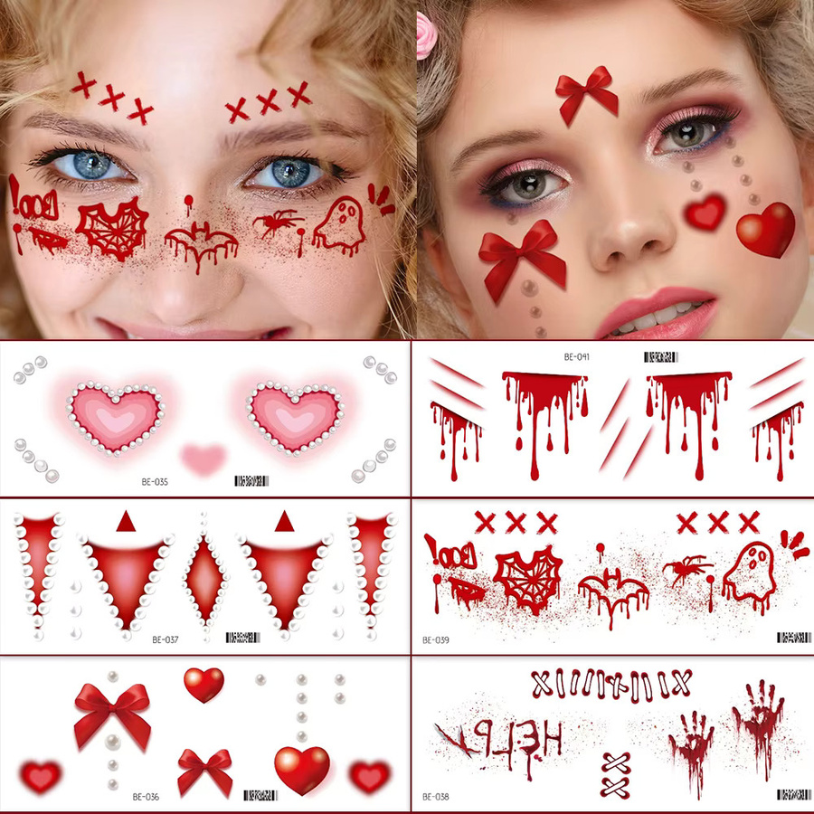 ROCOOART Temporäre Halloween-Tattoos, 6 Blatt, Damen - Bild 5