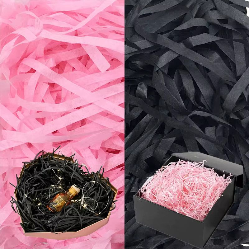 TMZ Bastpapier als geschreddertes Crinkle-Konfetti für DIY-Geschenkboxen und Korbfüllungen in Rosa, Weiß und Schwarz - Bild 3