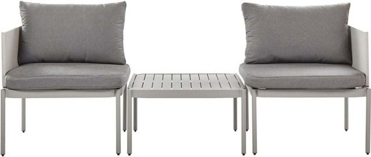 BELIANI Lounge-Set aus Aluminium in Grau, 3-teiliges modulares Outdoor-Set mit 2-Sitzer, Couchtisch und Auflagen, modern und stapelbar - Bild 1