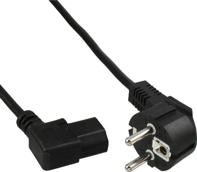60er Bulk-Pack InLine Netzkabel mit Schutzkontakt, gewinkelt auf Kaltgerätestecker C13, schwarz, 0,5 m - Bild 1