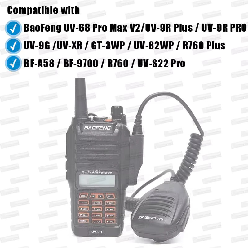 Baofeng Lautsprecher Mikrofon für UV9R Serie und UV-68 Pro Max V2, wasserdicht, Farbe: Schwarz - Bild 6