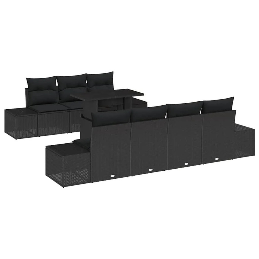 vidaXL Gartenmöbel Set 8-teilig aus Poly-Rattan und Stahl in Schwarz mit Kissen - Bild 2