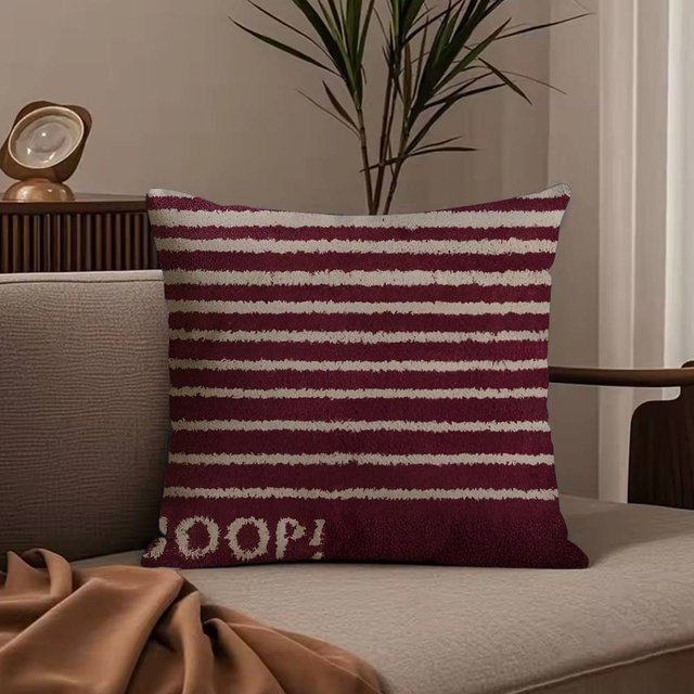 Joop Living Kissenbezug aus kurzem Plüsch in Rot mit Streifenmuster, B/T: 30 x 30 cm - Bild 1