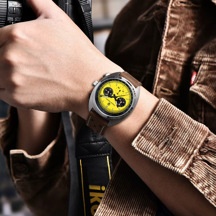 PAGANI DESIGN Chronograph, Quarz, Gelb, Edelstahl, Leder, Herren - Bild 2