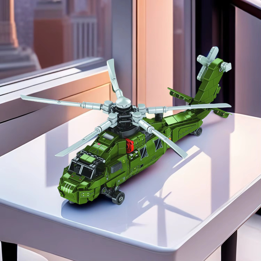 TYCOLE Hubschrauber Bausteine Set in Grün mit 478 Teilen aus Kunststoff zum Montieren - Bild 3