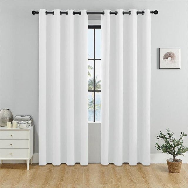 Verdunkelungsvorhänge mit Sonnenschutz und Wärmeisolierung aus Polyester, Weiß, B: 140 cm, H: 244 cm - Bild 1