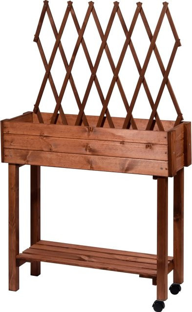 Dobar Rollbares Tischbeet mit Rankhilfe aus Fichtenholz in Braun, B/T/H: 130 x 79 x 28,5 cm - Bild 1