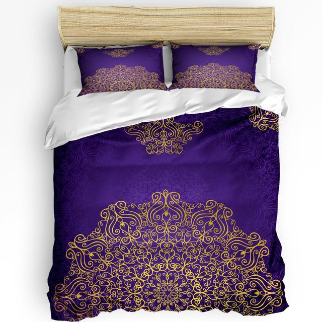 Lodestar Bettwäsche-Set mit orientalischem Design in Lila, bestehend aus Bettbezug und Kissenbezügen aus Mikrofaser, B/H: 135 x 200 cm - Bild 1
