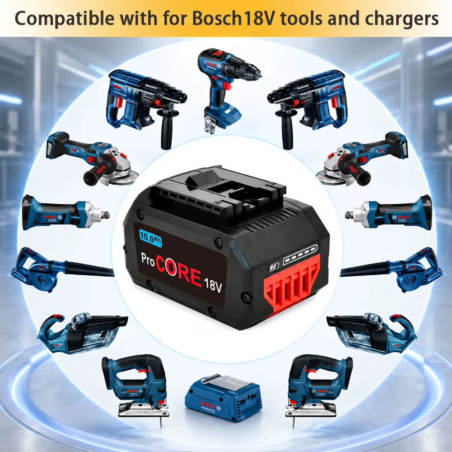 Ddadache Ersatz-Lithium-Akku 18V 10,0Ah für Bosch ProCORE Akku-Elektrowerkzeuge BAT609 BAT618 GBA18V8, Schwarz - Bild 5
