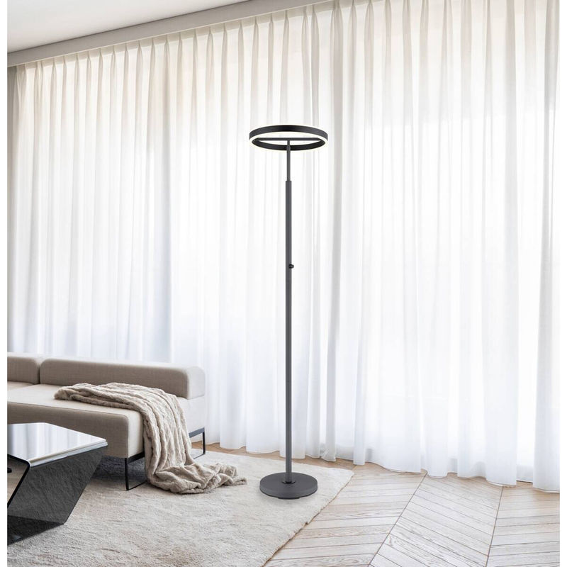 GLOBO Stehlampe aus Aluminium und Acryl in Schwarz Anthrazit, Höhe: 181 cm, Breite: 40 cm - Bild 2