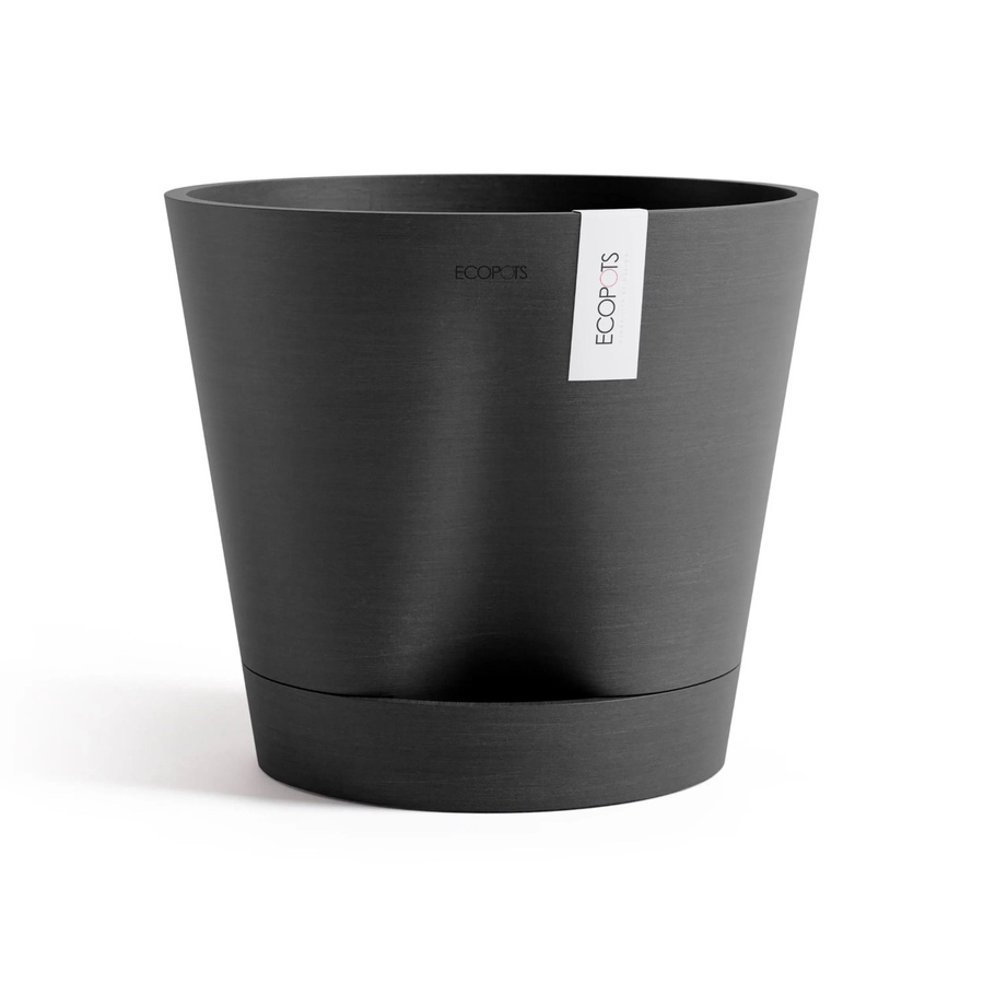Ecopots Pflanztopf Venice 2 Dunkelgrau, runder Pflanzkübel aus recyceltem Kunststoff, Höhe: 30 cm, Durchmesser: 26,3 cm - Bild 2