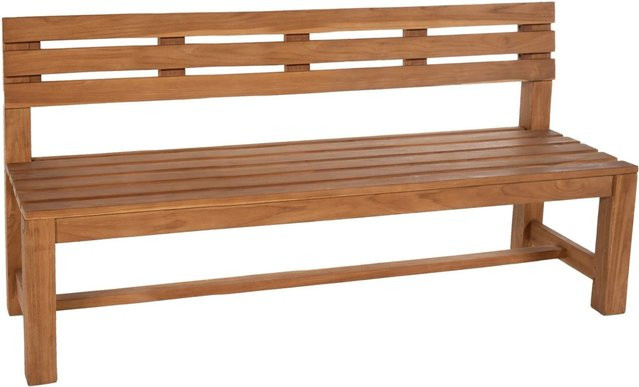 DELUKE Gartenbank CUGAD aus Teakholz in Goldbraun, wetterfeste Holzbank mit Lehne für Garten und Terrasse, B/T/H: 220 x 50 x 85 cm - Bild 1