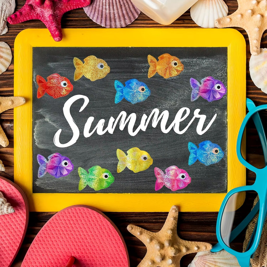 500 Stück wasserfeste Fisch-Aufkleber mit Meereskreaturen in Multicolour und Beige als selbstklebende Siegel-Aufkleber aus Papier - Bild 2
