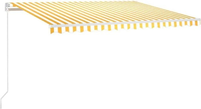 vidaXL Markise manuell einziehbar mit LED in Gelb-Weiß, B: 400 cm, T: 350 cm - Bild 1
