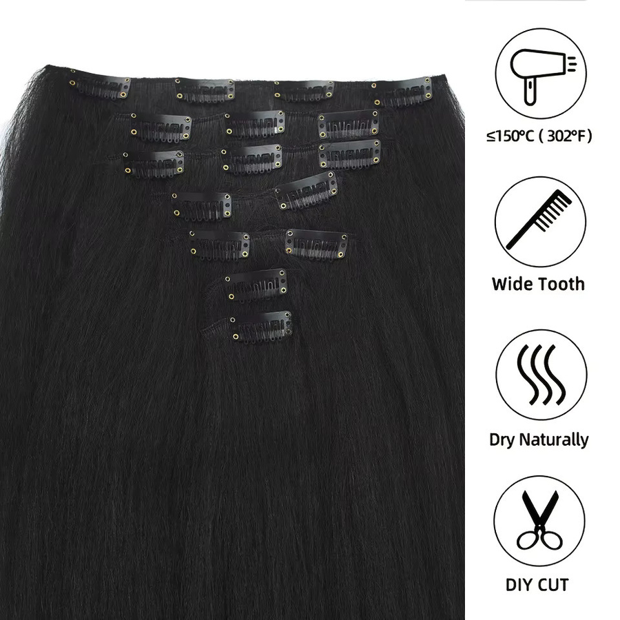 LUPU Clip-in-Haarverlängerungen YAKI, 7-teilig, synthetisch, Damen - Bild 6