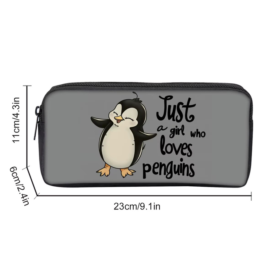 Einschichtiges Federmäppchen mit Pinguin-Aufdruck in Grau aus Polyester für Kinder - Bild 2
