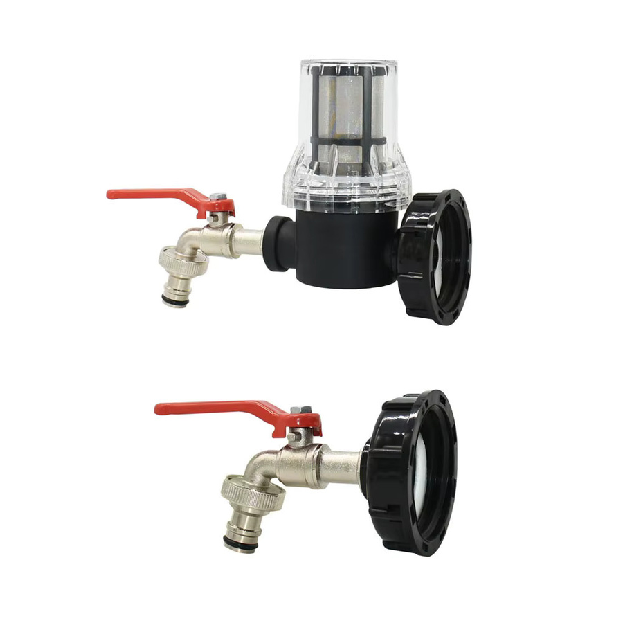 GHHWL IBC Tank Adapter mit S60X6 Gewinde und 1/2 Zoll Schnellanschluss für Gartenschläuche, silberfarbene Metalllegierung - Bild 2