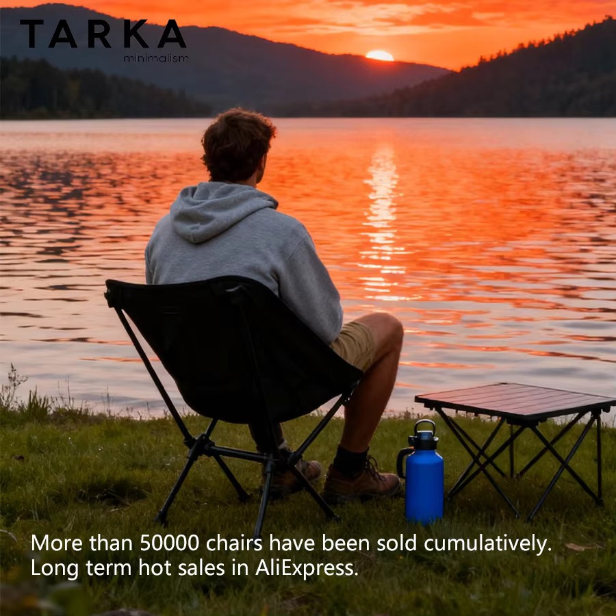 TARKA Camping-Klappstuhl Mondstuhl in Schwarz für Outdoor, Garten und Picknick - Bild 6