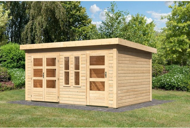 Karibu Holz-Gartenhaus Vänersborg in Braun mit modernem Design, B/T/H: 422 x 272 x 230 cm - Bild 1