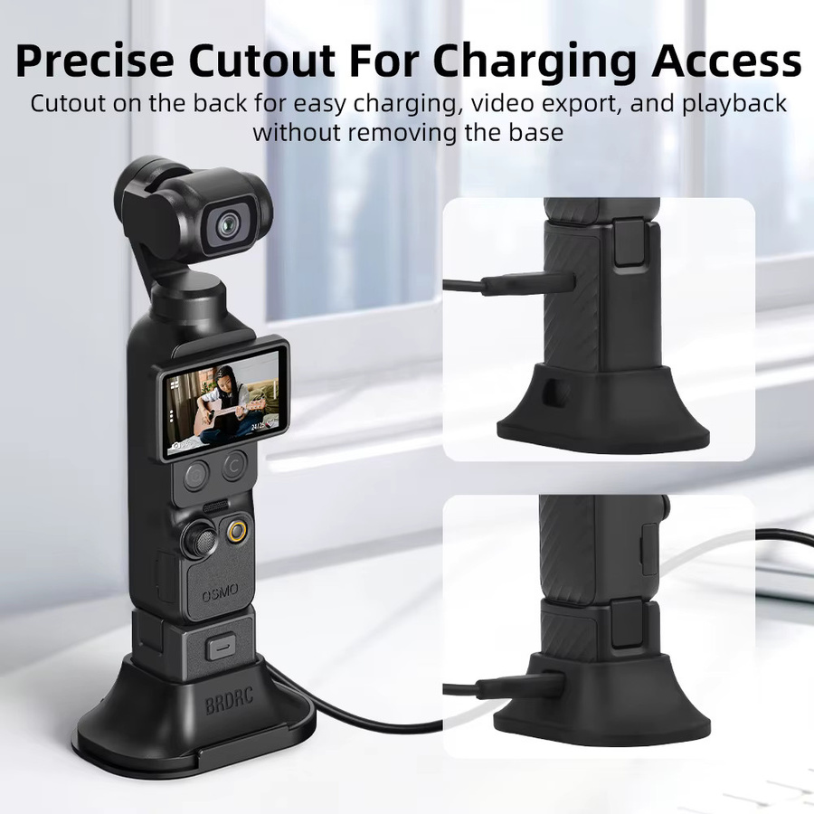 BRDRC Autohalterung für DJI Pocket 4 und 3, abnehmbare rutschfeste Desktop-Basis, Farbe: Schwarz - Bild 5