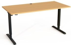 STIER Schreibtisch 501-20 elektrisch höhenverstellbar in Buche und Schwarz, B: 160 cm, T: 80 cm, H: 119 cm