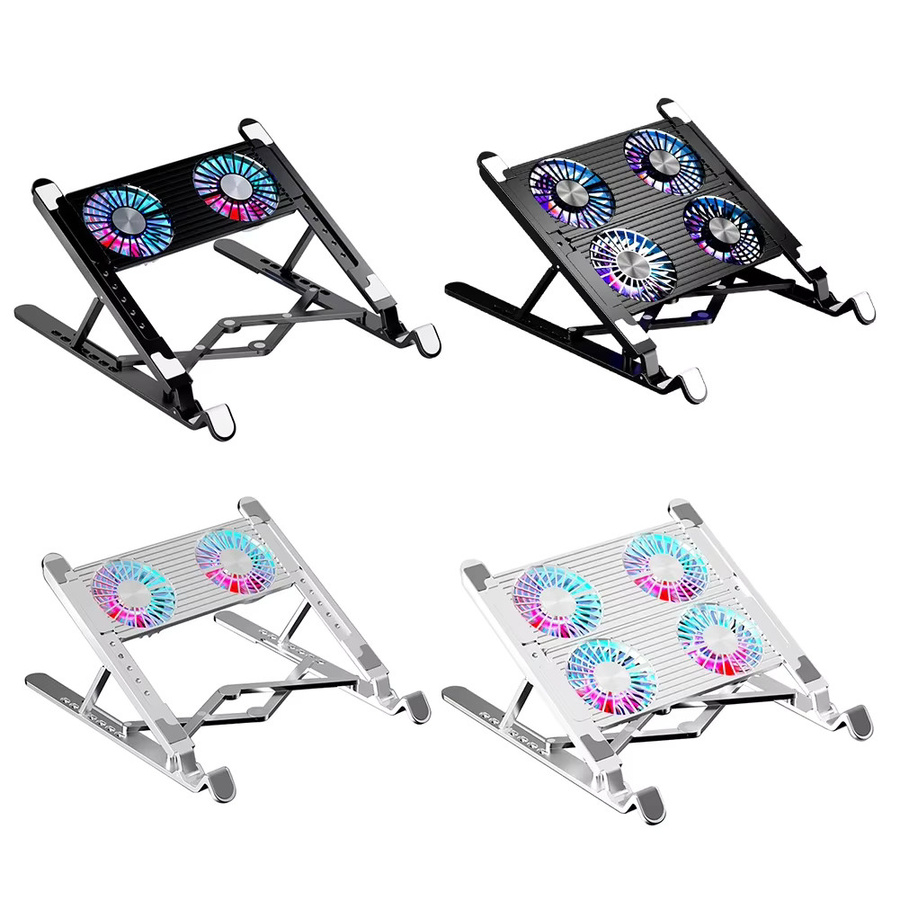 ALLOET Laptop-Kühlpad mit RGB-Beleuchtung, faltbarer Laptop-Ständer mit 7 Höhenstufen für 11-17,3 Zoll Laptops, Schwarz - Bild 6
